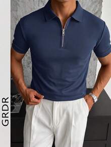 GRDR 男士时尚纯色 Polo 衫 | 精致设计 | 夏季必备 | 易于搭配 | 展现您的风格 - 藏蓝色 - 查看 11