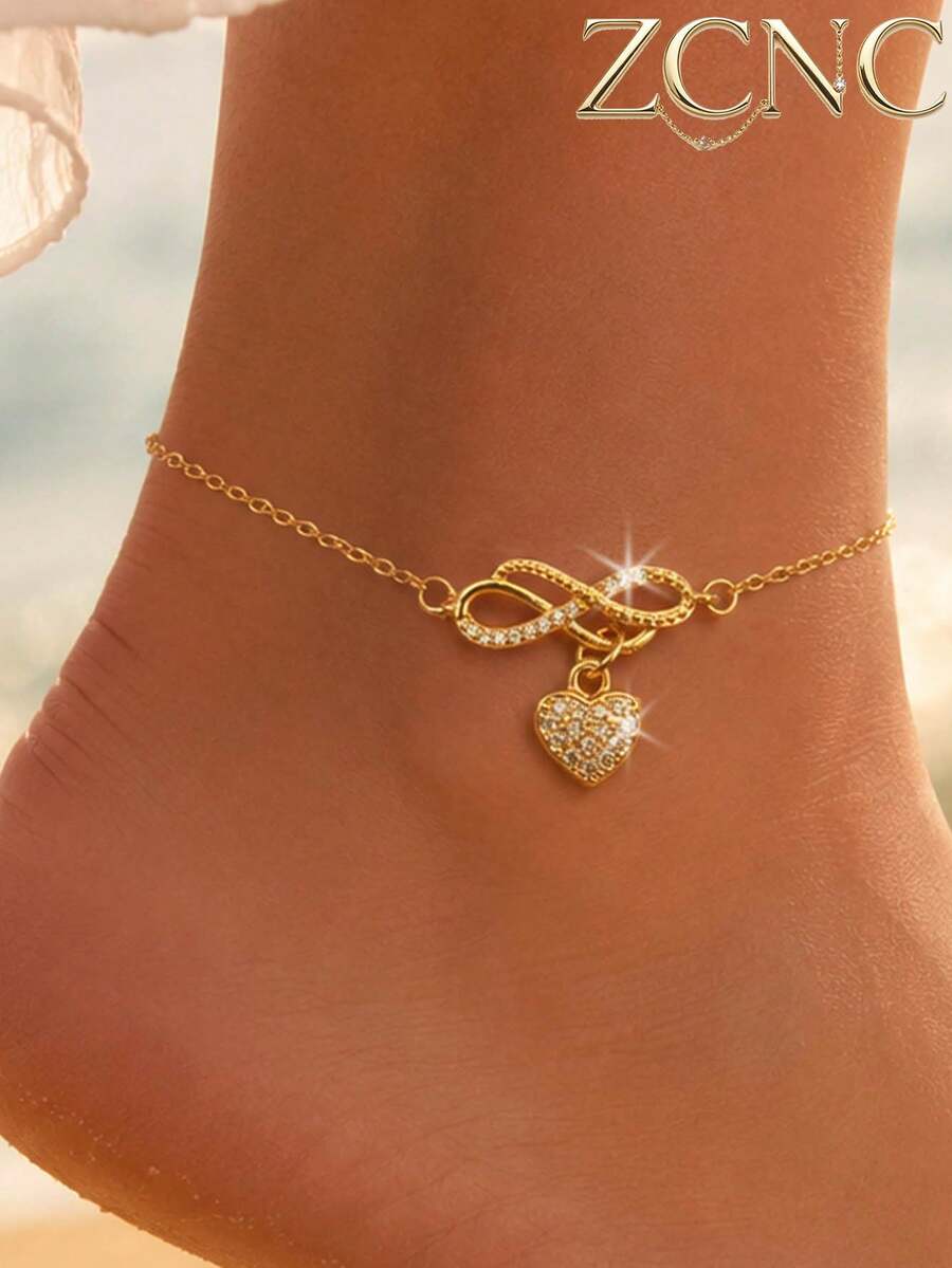 1pc 18K Gold Plated 2026 New Summer Women's Sweet Elegant Heart Pendant ...