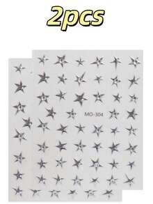 1pc Star-Shaped Face Sticker, Metallic Silver Rhinestone Five-Pointed Star Face Sticker, Shiny And Versatile, Suitable For Y2K, Carnival, Five-Pointed Star And Rhinestone Face Decoration (Self-Adhesive) - Multicolor - View 6