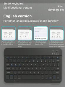 纯色翻盖式键盘保护套，黑色无线蓝牙键盘保护套，键盘可拆卸，支持自动休眠/唤醒功能，内置150mAh电池，超薄支架，带触控笔收纳槽，兼容iPad，专业办公商务礼品 - 黑色 - 查看 9