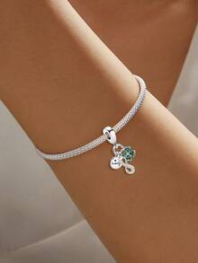 1pc 925 Sterling Silver Infinity Four-Leaf Clover Charm Bead, Suitable For Women Bracelet, Bangle DIY Jewelry Making And Daily Decoration, Jewelry Accessory For Girls - Four Leaf Clover - View 4