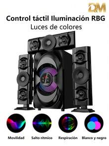 D&M This Bluetooth Multimedia Surround Sound System Features RGB Lighting Effects, A Powerful Subwoofer, And Supports USB And Remote Control Functions, Making It Suitable For Home Theater And Desktop Gaming. - Black - View 8
