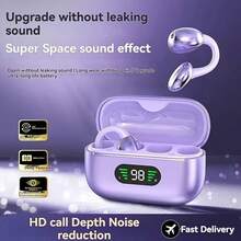Écouteurs à oreille ouverte à la mode, polyvalents pour toutes les tenues, confortables et sans pression pour un port prolongé, vous permettent de profiter de la musique tout en percevant votre environnement, supportent la charge rapide et une longue autonomie de batterie, idéaux pour les trajets quotidiens et les activités de plein air - Voir 5