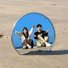 1pc Travel Selfie Convex Mirror, Wide Angle Glass Mirror, Small Round Mirror, Suitable For Footprint Photography, Handheld Photography Accessory, Applicable For Outdoor Photography And Home Decor - Multicolor - View 3