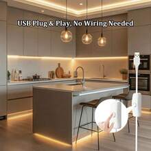 COB LED 燈條 暖白光 & 冷白光，無光斑可調光 LED 燈條附開關，可裁剪柔性燈條，適用於臥室、櫥櫃下方、衣櫃、天花板 (3.28英尺-32.8英尺 / 1米-10米) - 按鈕開關 - 查看 4