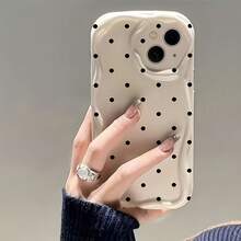 1個白色奶油質感個性化全螢幕黑波點圖案手機殼，適用於 iPhone 16 Pro Max/17/16/15/14 Plus/13/12/11 保護殼 Air - 彩色 - 查看 2