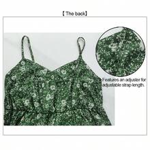 Bohemian Floral Print Ruffle Hem Beach Vacation Dress Elegant Summer - Green - View 6