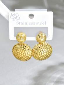 1 Pair Stainless Steel Geometric Pendant Minimalist Fashion Women's Earrings - Gold 1435 - View 4