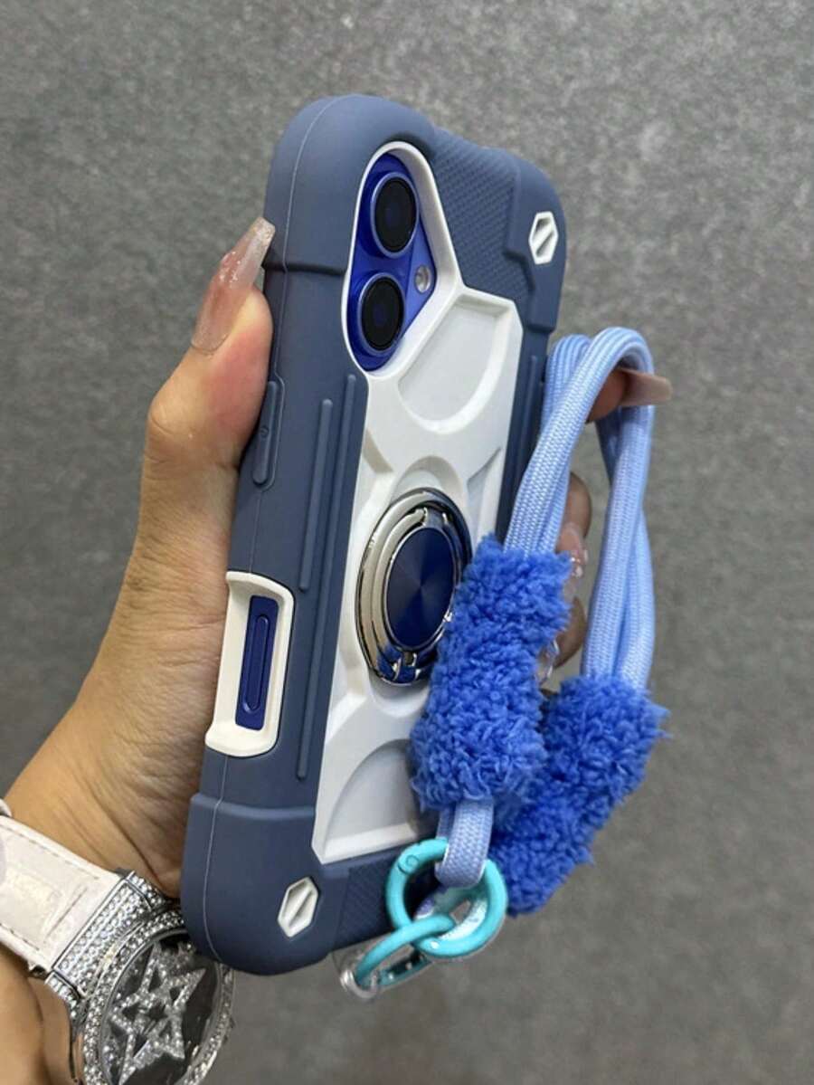 Shockproof Durable Phone Case For IPhone 16 15 14 13 12 11 Pro Max Plus, 360° Rotating Ring Stand, Anti-Drop Full Body 3-In-1 Protective Cover
