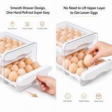1 Pack 2 LayerLarge Capacity Egg Holder For Refrigerator, Egg Storage Container Organizer Bins, Stackable Clear Plastic Storage Container, Fridge Egg Organizer With Handles, Household Egg Holder For Fridge - 白色 - 查看 5