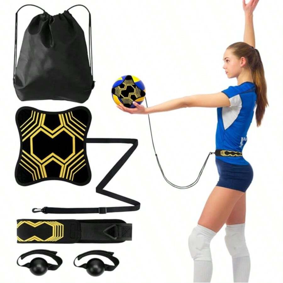 4pcs/Set Volleyball Spike Trainer, Elastic Self-Training Volleyballs Resistance Band, Volleyball Equipment Training Aid Improves Serving, Jumping, Arm Swing Mechanics And Spiking Power - Multicolor - View 1