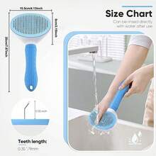 1pc Multi-Color Cat & Dog Grooming Brush, Pet Deshedding Comb, Non-Slip Stainless Steel One-Click Hair Removal Automatic Cleaning Massage Brush Dog Brush Cat Accessory; 1pc Dog Brush Cat Comb Flea Comb, Deshedding Comb, Tangle Separator Tool - Multicolor - View 5