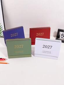 1PC 2027 Retro Desktop Calendar, Stylish Home Decoration,Compact Vertical Flip Design, Durable Metal Ring Binding, Clear Monthly Layout - Khaki - View 10