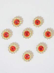 10-200 Pieces Of 12mm Red Rhinestone Flowers, With A Red Rhinestone In The Center Surrounded By Small White Rhinestones, In A Sunflower Pattern. Sparkly Rhinestone Flowers, DIY Craft Accessories, Perfect For Floral Headpieces And Clothing Decoration. - 12mm Red Rhinestone Flower - View 8