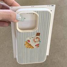 1個 TPU 藍色條紋早餐報紙可頌咖啡圖案手機殼 適用於 iPhone 17 Pro Max/17/16 Pro Max/15/13/12/11/S20 FE/A15/S24/A55/Note 11/Note 12/Note 13 Pro 全包覆防震軟保護套 - 白色 - 查看 4