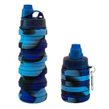 1pc Unisex Collapsible Silicone Water Cup Foldable Travel Bottle With Spout Leak Proof Camping Mug For Outdoor Hiking Gym Office - LJ1041Y-b 迷彩黃藍 - 查看 7