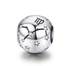 WOSTU 1pc Vintage 925 Sterling Silver Zodiac Bead Pendant, Suitable For DIY Bracelets And Necklaces - Silver - View 21