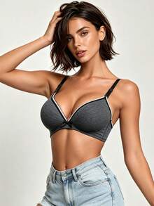 1 chiếc áo ngực cotton không gọng thoải mái cho bé gái - màu đen - Xem 2