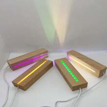 1pc/6 Inch Wooden Rectangular LED Light Display Base, USB Powered, Warm/White/Colorful Light, Lighting Base, Night Light, Suitable For Photos, Crystal Glass Resin Art Night Light Decor, Room Living Room Kitchen Accessories Creative Gift, Mother's Day, Valentine's Day Gift Decor - Rectangle - View 3