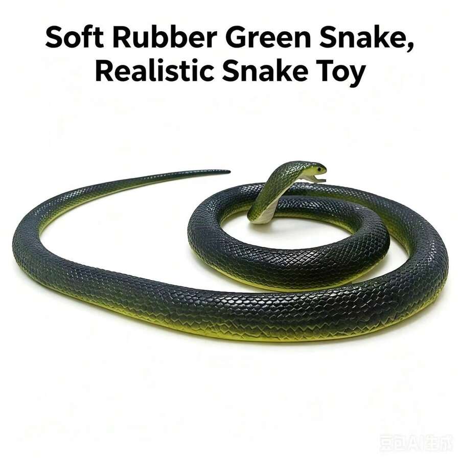 1 pieza Juguete de serpiente verde de goma suave, modelo de serpiente realista, accesorio de broma aterrador, juguete para aliviar el estrés, regalo de cumpleaños para adolescentes, regalo de vacaciones, juguete de regalo - Multicolor - Ver 1