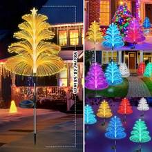 Solar Powered 7 Color Changing Fiber Optic Jellyfish Stake Lights, Waterproof Star Top LED Xmas Tree Pathway Lamp For Outdoor Yard, Lawn, Garden Holiday Decorations - Fiber Optic Jellyfish Ground Insertion - View 11