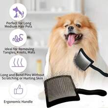 1pc Pet Grooming Comb For Dogs And Cats, Fast Deshedding Comb To Remove Loose Hair And Tangled Fur, Removes Floating Hair - Multicolor - View 4