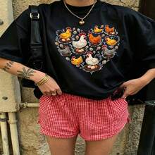 Cute Daily Casual Graphic T-Shirt 100% Cotton Oversized Soft Breathable Casual Crewneck Short Sleeve Top Aesthetic Daily Fashion Lovers Casual Wearers  Basic Vintage Minimalist Style Gift Givers - 黑色 - 查看 18