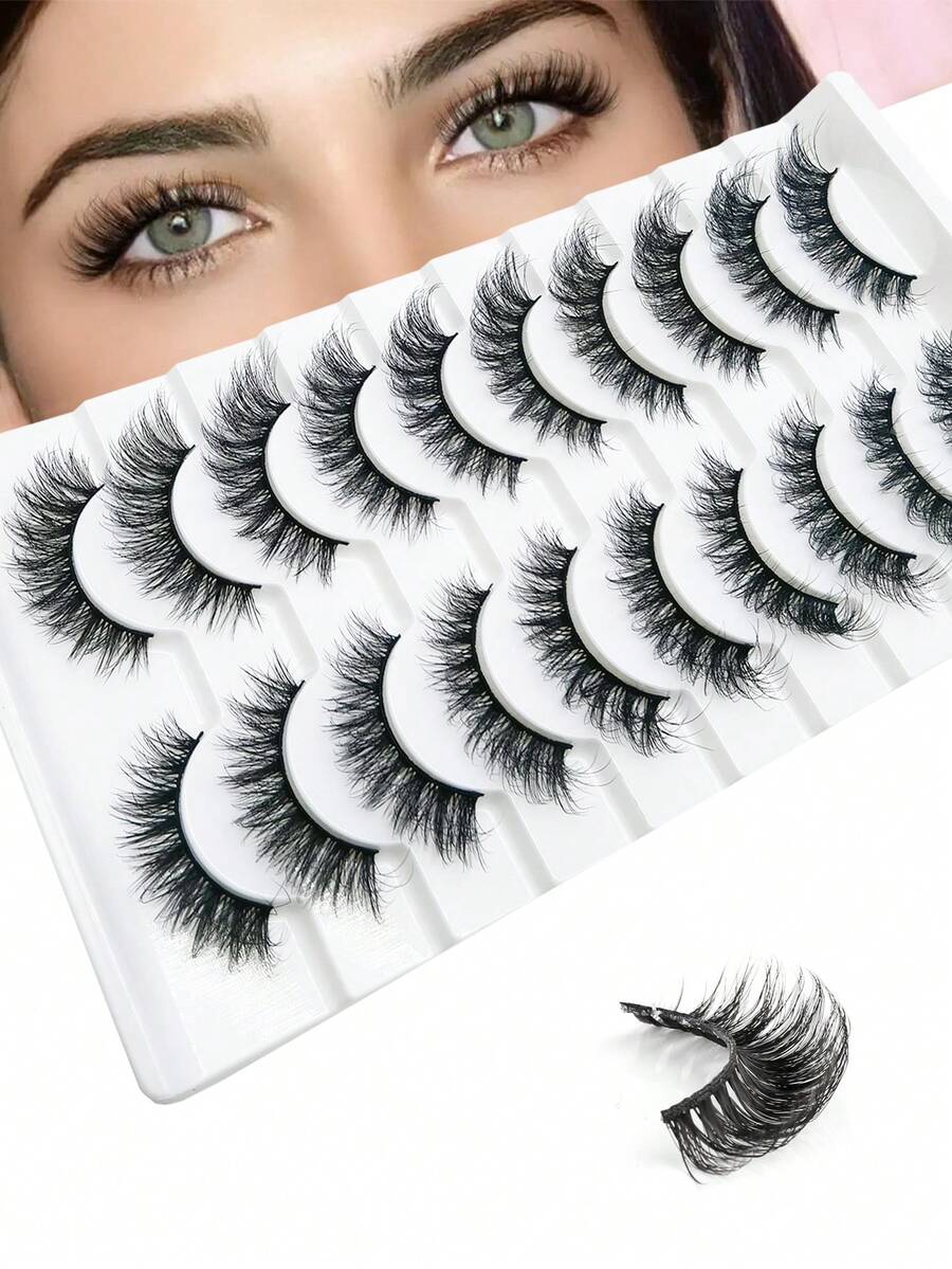 10 Pairs Of Thick And Fluffy False Eyelashes, Soft And Delicate, Naturally Curled And Three-Dimensional Extended Eye Makeup, Easily Equipped With Sunflower Eyelashes - View 1