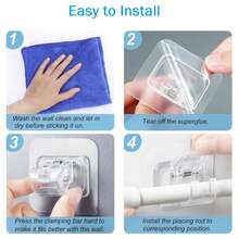 SikeSike 2/4/6pcs Easy-Install Self-Adhesive Curtain Rod Holders - No Drill, Adjustable Hooks For Bathroom & Kitchen - Durable Plastic,Nailless Wall Brackets For Home And Hospitality - View 12