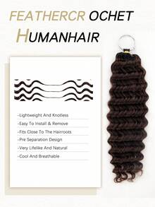 Deep Wave Feather Hair Extensions, #4 Color Human Hair, Invisible Miracle Knot Braided Hair, 60g Pre-Bundled Braided Hair, Reusable Brazilian Hair Extensions, Braided Hair - S4 - View 6