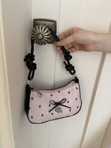 Niche High-Aesthetic Ditsy Floral Crossbody Shoulder Bag For Women 2026 New Fashion Casual Minimalist Large Capacity Pleated Handbag - Pink - View 3