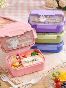 Caja de almuerzo linda, compartimentos divididos, gran capacidad, caja de picnic, caja bento, caja de aperitivos, apta para microondas. Bolsa de almuerzo, adecuada para uso en oficina, escuela y hogar. Regreso a la escuela, salidas, ideal para preparación de comidas. - Multicolor - Ver 2