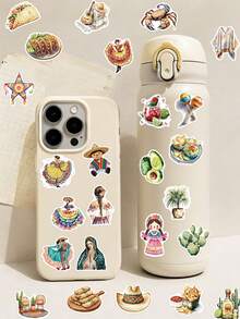50pcs Mexican Themed Stickers For Tablet Suitcase Laptop Cases Scrapbooks Storage Boxes Decorative DIY Graffiti Stickers - A - View 3