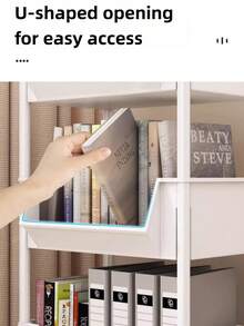 1pc Multi-Layer Open-Top Movable Bookshelf Storage Rack, Gap-Filling Simple Floor-Standing Dust-Proof Organizer For Children's Toys And Books, Suitable For Home, Bedroom, Study, Balcony, Housewarming Gift, Home Decor, Daily Essential - White - View 5