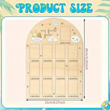 2D Flat First Year Photo Wall, Commemorative Photo Frame, Floral Decorated Wooden Frame, Suitable For Baby Birth To One Year Old Photos, Decoration. No Electricity Required - A - View 6