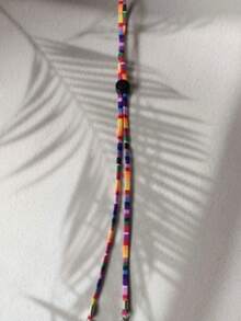 Vintage Bohemian Style Striped Paisley Pattern Eyeglass Lanyard, Linen Eyeglass Anti-Loss Strap With Metal Buckle - Multicolor - View 2