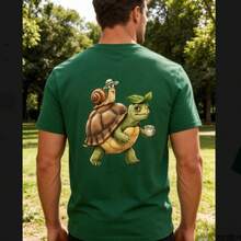 Pure Cotton T-Shirts, Men's T-Shirts, Women's T-Shirts, Printed T-Shirts, Short-Sleeved T-Shirts, Modern And Casual, Turtle Design. - 綠色 - 查看 10