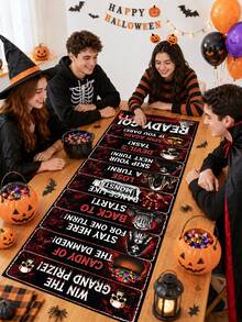 1pc Halloween Horror Text Scoring Game Scroll, Black And Red Ghost Pumpkin Pattern Game Scroll, Halloween Party Game, Happy Halloween Decoration, Halloween Family Gathering Fun Activity, Family Gathering First Choice, Prop To Create Halloween Atmosphere, Winter Decoration, Halloween Home Decor, Halloween Gift, Party Favor - Horror Text - View 4