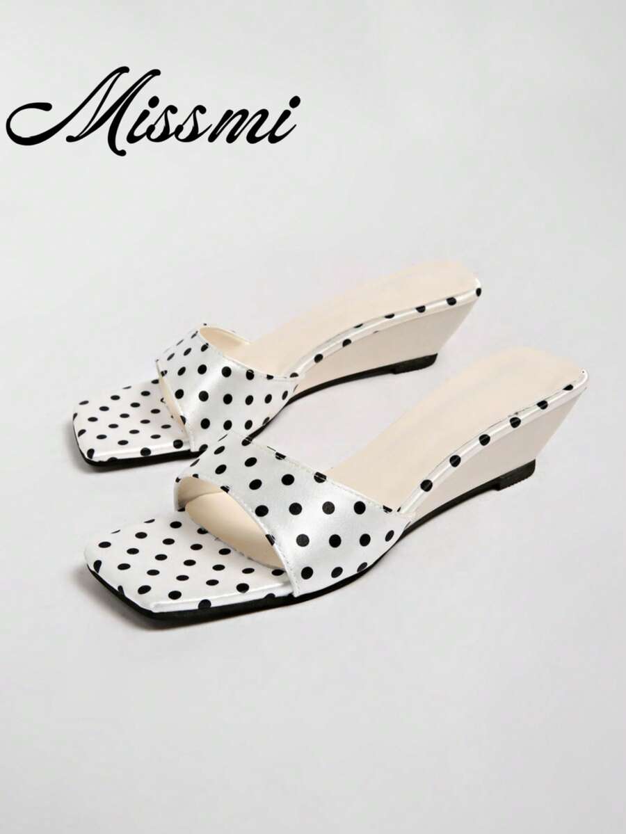 2026 Spring/Summer New Women's Faux Leather Mule Style Wedge Heel Open Back Sandals - White - View 1