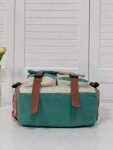Pilotbird Student Backpack Large Capacity Color Block Multi-Pocket Casual Backpack - Green - View 3