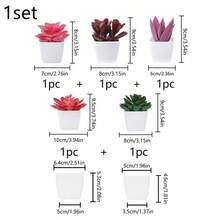 3件套仿真多肉植物迷你盆栽套装，绿色和粉色仿真微型植物，适用于花园、书桌、房间、窗台、办公室装饰、婚礼布置、家居装饰 - 彩色 - 查看 29