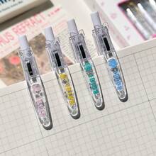 4/1 Pc. Stylo à bille à clic imprimé floral mignon, style frais. 0,5 mm. Encre noire. Stylo élégant, séchage rapide, écriture fluide pour les examens. Stylo pour projets. Stylo pour journal intime. Stylo-plume. Fournitures scolaires. Saison de la rentrée scolaire. Cadeau. - Imprimé floral, frais et mignon - Voir 6
