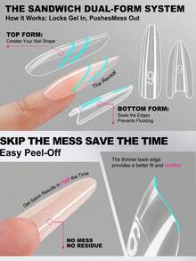 60 Pcs/Bag Sandwich Nail Molds Square Almond Shape Reusable Nail Forms With Guide Lines 15 Sizes Nail Extension Molds Salon & Home DIY Manicure Tools - Multicolor - View 6