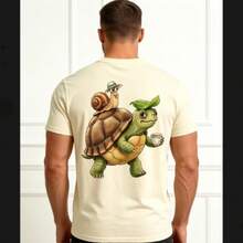 Pure Cotton T-Shirts, Men's T-Shirts, Women's T-Shirts, Printed T-Shirts, Short-Sleeved T-Shirts, Modern And Casual, Turtle Design. - 杏色 - 查看 9