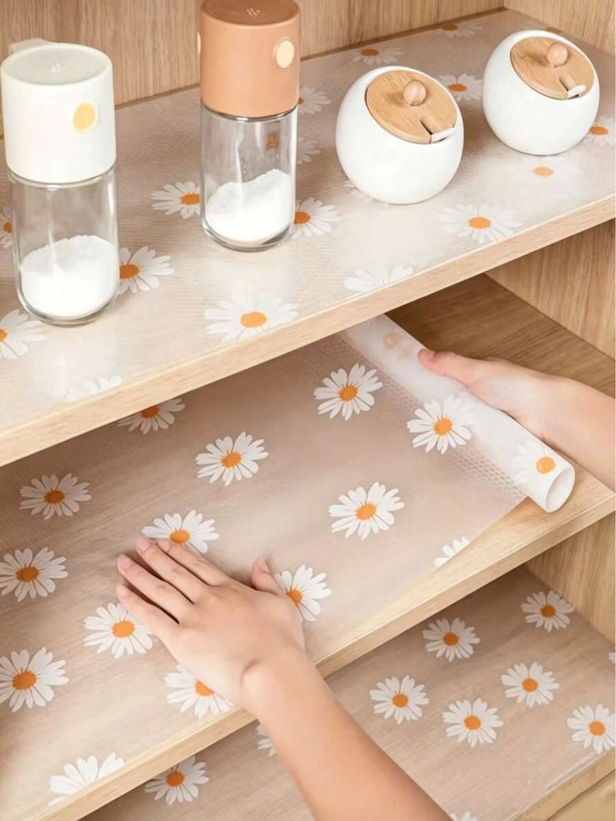 1 Roll Cabinet Liner, Moisture-Proof Heat-Resistant Non-Slip Drawer & Desktop Mat, Waterproof Oil-Proof Dust-Proof, Suitable For Cabinets Drawers Refrigerator, Easy To Clean, Kitchen Countertop Furniture Storage Mat, Home Christmas Party Storage Kitchen Accessories