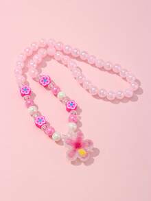 1/5pcs/Set Girls Cute Flower Pendant Soft Clay Beaded Necklace Set Suitable For Holiday Party School Daily Activities Wear - Multicolor - View 12