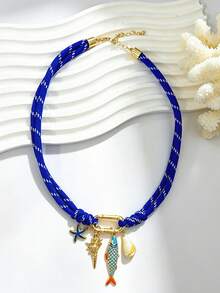 1pc Fashionable & Elegant Bohemian Style Ocean Life Jewelry Accessory Necklace, Suitable For Daily Wear, Festivals, Parties And Beach Vacation - Necklace - View 12