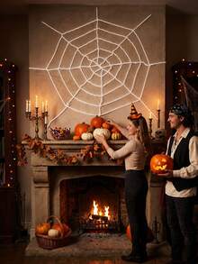 1 pieza Telaraña de peluche blanca, Decoración de telaraña de peluche, Decoración de Halloween, Suministros para fiestas de Halloween 2026 interiores/exteriores, Decoración de pared, Decoración del hogar de Halloween, Decoración colgante de casa embrujada, Decoración de invierno, Decoración de fiesta de Halloween, Suministros para fiesta de Halloween, Recuerdos de fiesta - Telaraña blanca - Ver 8