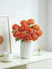 5pcs Realistic Silk Peony Artificial Flowers, Suitable For Wedding, Valentine's Day, DIY Crafts, Home Decor, Spring Decoration And Outdoor Decor - Orange - View 10