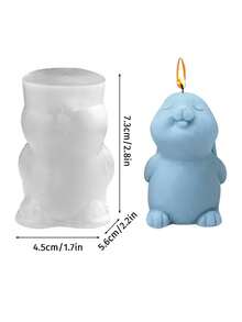 1 Stück Silikonform für Kerzen in Form eines blinzelnden Hasen, Osterhasen-Dekorationsform, verspielte aufrechte Hasenform - Weiß - Übersicht 7